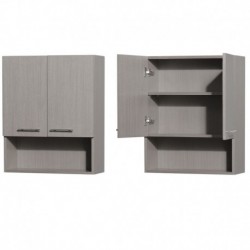 Wall-Mounted Bathroom Storage Cabinet in Gray Oak (Two-Door)