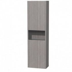 Wall-Mounted Bathroom Cabinet in Gray Oak with 2 Internal Storage Compartments