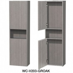 Wall-Mounted Bathroom Cabinet in Gray Oak with 2 Internal Storage Compartments