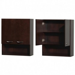 Wall-Mounted Bathroom Storage Cabinet in Espresso with 3 Shelves