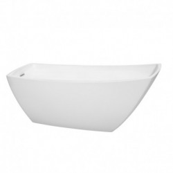 67 inch Freestanding Bathtub in White with Polished Chrome Drain and Overflow Trim