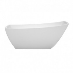 67 inch Freestanding Bathtub in White with Polished Chrome Drain and Overflow Trim