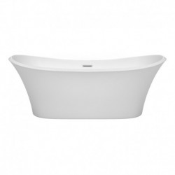 71 inch Freestanding Bathtub in White with Polished Chrome Drain and Overflow Trim