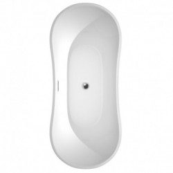 71 inch Freestanding Bathtub in White with Polished Chrome Drain and Overflow Trim