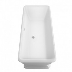 68 inch Freestanding Bathtub in White with Polished Chrome Drain and Overflow Trim