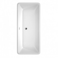 68 inch Freestanding Bathtub in White with Polished Chrome Drain and Overflow Trim