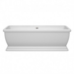 68 inch Freestanding Bathtub in White with Brushed Nickel Drain and Overflow Trim