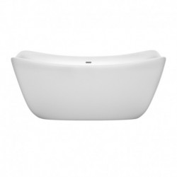 67 inch Freestanding Bathtub in White with Polished Chrome Drain and Overflow Trim