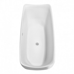 67 inch Freestanding Bathtub in White with Polished Chrome Drain and Overflow Trim