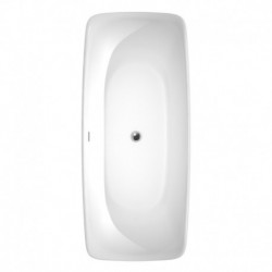 67 inch Freestanding Bathtub in White with Polished Chrome Drain and Overflow Trim