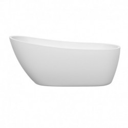 68 inch Freestanding Bathtub in White with Brushed Nickel Drain and Overflow Trim
