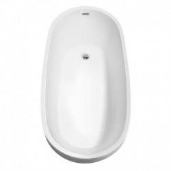 68 inch Freestanding Bathtub in White with Floor Mounted Faucet, Drain and Overflow Trim in Polished Chrome