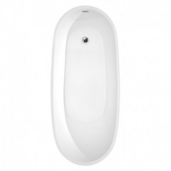68 inch Freestanding Bathtub in White with Floor Mounted Faucet, Drain and Overflow Trim in Polished Chrome
