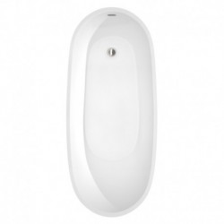 68 inch Freestanding Bathtub in White with Floor Mounted Faucet, Drain and Overflow Trim in Brushed Nickel