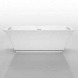 67 inch Freestanding Bathtub in White with Polished Chrome Drain and Overflow Trim