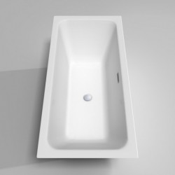 67 inch Freestanding Bathtub in White with Polished Chrome Drain and Overflow Trim