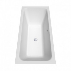 67 inch Freestanding Bathtub in White with Polished Chrome Drain and Overflow Trim