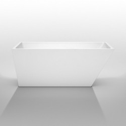 59 inch Freestanding Bathtub in White with Polished Chrome Drain and Overflow Trim