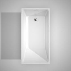 59 inch Freestanding Bathtub in White with Polished Chrome Drain and Overflow Trim