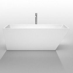 67 inch Freestanding Bathtub in White with Polished Chrome Drain and Overflow Trim