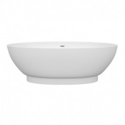 70 inch Freestanding Bathtub in White with Brushed Nickel Drain and Overflow Trim