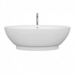 70 inch Freestanding Bathtub in White with Floor Mounted Faucet, Drain and Overflow Trim in Polished Chrome