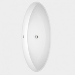 70 inch Freestanding Bathtub in White with Floor Mounted Faucet, Drain and Overflow Trim in Brushed Nickel
