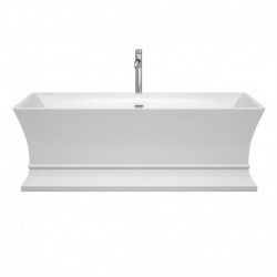 67 inch Freestanding Bathtub in White with Floor Mounted Faucet, Drain and Overflow Trim in Polished Chrome