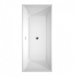 67 inch Freestanding Bathtub in White with Floor Mounted Faucet, Drain and Overflow Trim in Polished Chrome