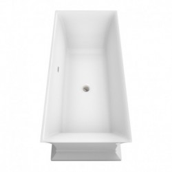 67 inch Freestanding Bathtub in White with Floor Mounted Faucet, Drain and Overflow Trim in Brushed Nickel