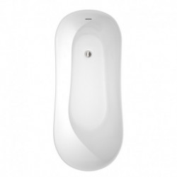 67 inch Freestanding Bathtub in White with Floor Mounted Faucet, Drain and Overflow Trim in Brushed Nickel