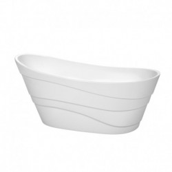 67 inch Freestanding Bathtub in White with Brushed Nickel Drain and Overflow Trim