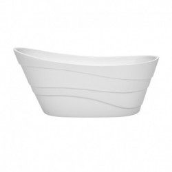 67 inch Freestanding Bathtub in White with Brushed Nickel Drain and Overflow Trim