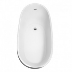 67 inch Freestanding Bathtub in White with Floor Mounted Faucet, Drain and Overflow Trim in Polished Chrome