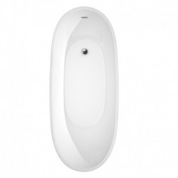 67 inch Freestanding Bathtub in White with Floor Mounted Faucet, Drain and Overflow Trim in Polished Chrome