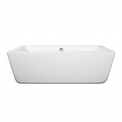 59 inch Freestanding Bathtub in White with Polished Chrome Drain and Overflow Trim