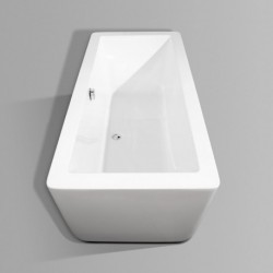59 inch Freestanding Bathtub in White with Polished Chrome Drain and Overflow Trim