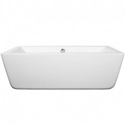 67 inch Freestanding Bathtub in White with Polished Chrome Drain and Overflow Trim