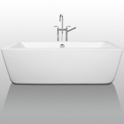 67 inch Freestanding Bathtub in White with Polished Chrome Drain and Overflow Trim