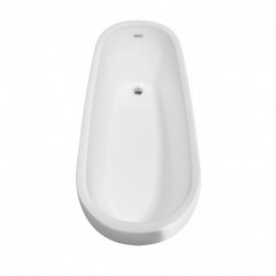 66 inch Freestanding Bathtub in White with Floor Mounted Faucet, Drain and Overflow Trim in Polished Chrome