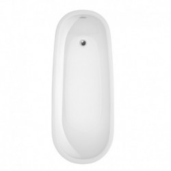 66 inch Freestanding Bathtub in White with Floor Mounted Faucet, Drain and Overflow Trim in Polished Chrome