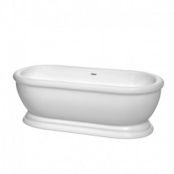 68 inch Freestanding Bathtub in White with Polished Chrome Drain and Overflow Trim