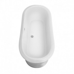 68 inch Freestanding Bathtub in White with Polished Chrome Drain and Overflow Trim