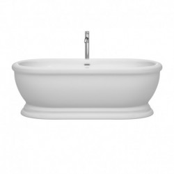 68 inch Freestanding Bathtub in White with Floor Mounted Faucet, Drain and Overflow Trim in Polished Chrome