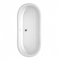 68 inch Freestanding Bathtub in White with Floor Mounted Faucet, Drain and Overflow Trim in Polished Chrome