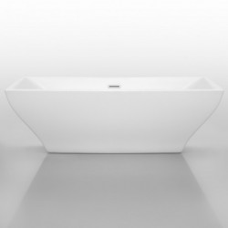 71 inch Freestanding Bathtub in White with Polished Chrome Drain and Overflow Trim