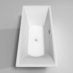 71 inch Freestanding Bathtub in White with Polished Chrome Drain and Overflow Trim