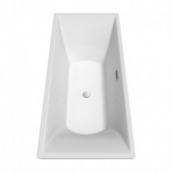 71 inch Freestanding Bathtub in White with Polished Chrome Drain and Overflow Trim