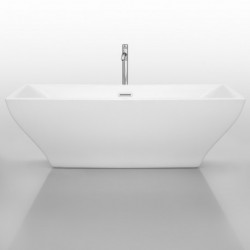 71 inch Freestanding Bathtub in White with Floor Mounted Faucet, Drain and Overflow Trim in Polished Chrome
