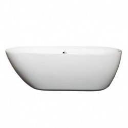65 inch Freestanding Bathtub in White with Polished Chrome Drain and Overflow Trim